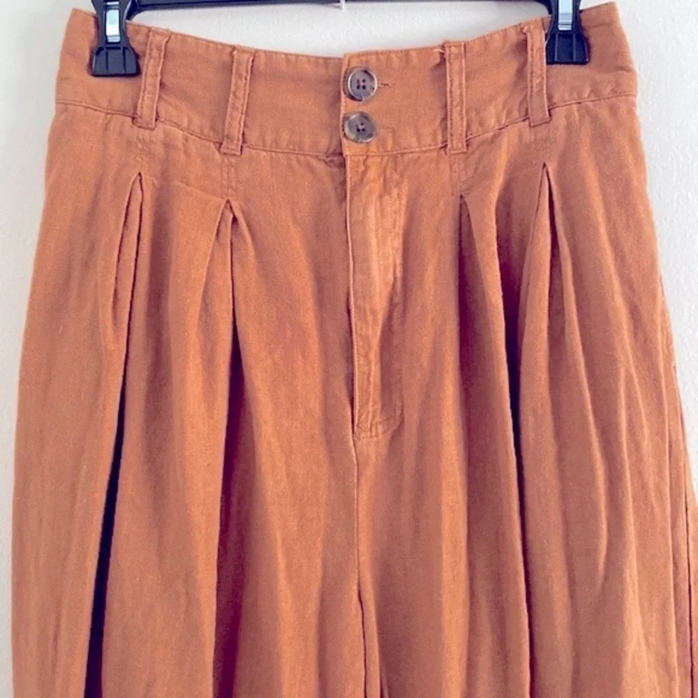 Free People Kirsten trouser rust/autumn leave linen pant